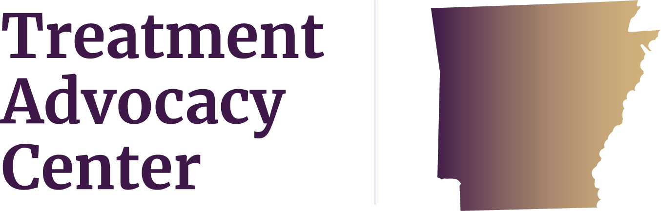 State of Arkansas next to Treatment Advocacy Center text, symbolizing local severe mental illness data, laws, and resources