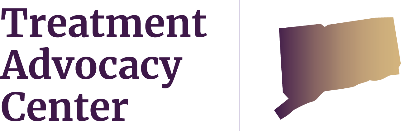 State of Connecticut next to Treatment Advocacy Center text, symbolizing local severe mental illness data, laws, and resources