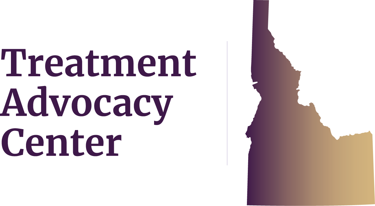 State of Idaho next to Treatment Advocacy Center text, symbolizing local severe mental illness data, laws, and resources