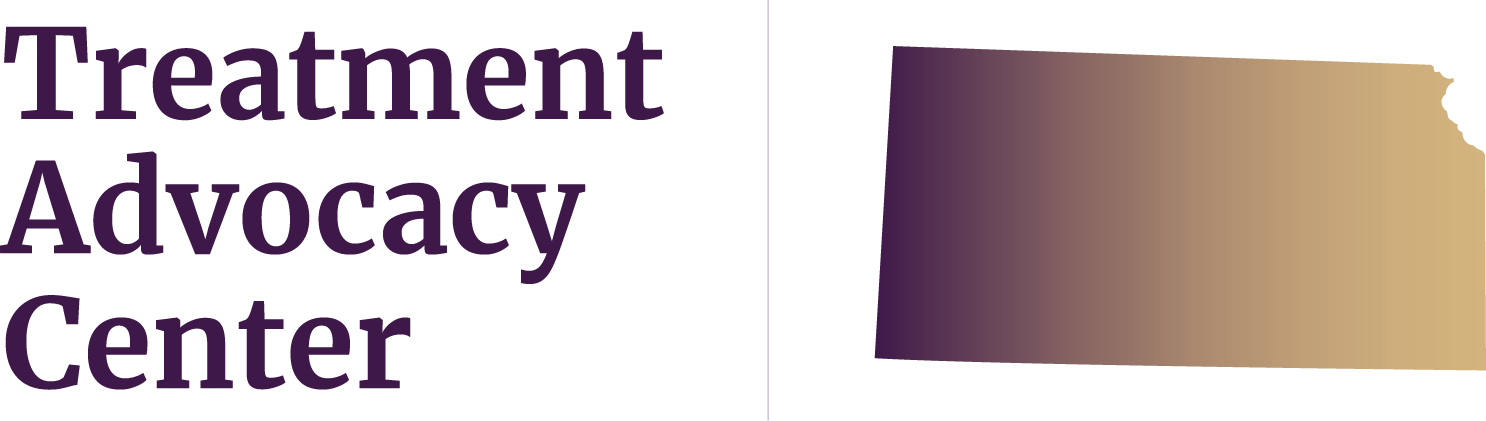 State of Kansas next to Treatment Advocacy Center text, symbolizing local severe mental illness data, laws, and resources