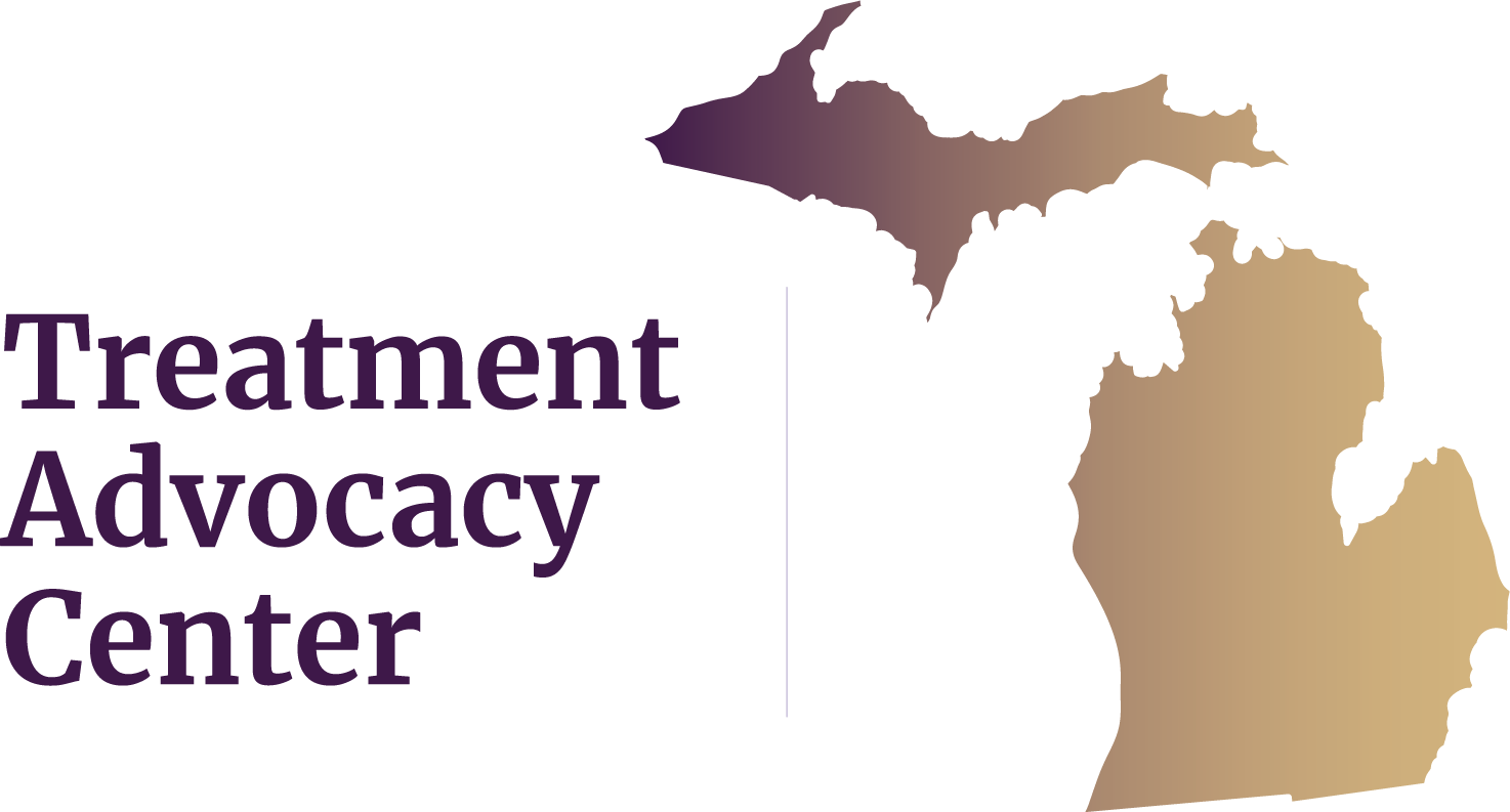 State of Michigan next to Treatment Advocacy Center text, symbolizing local severe mental illness data, laws, and resources
