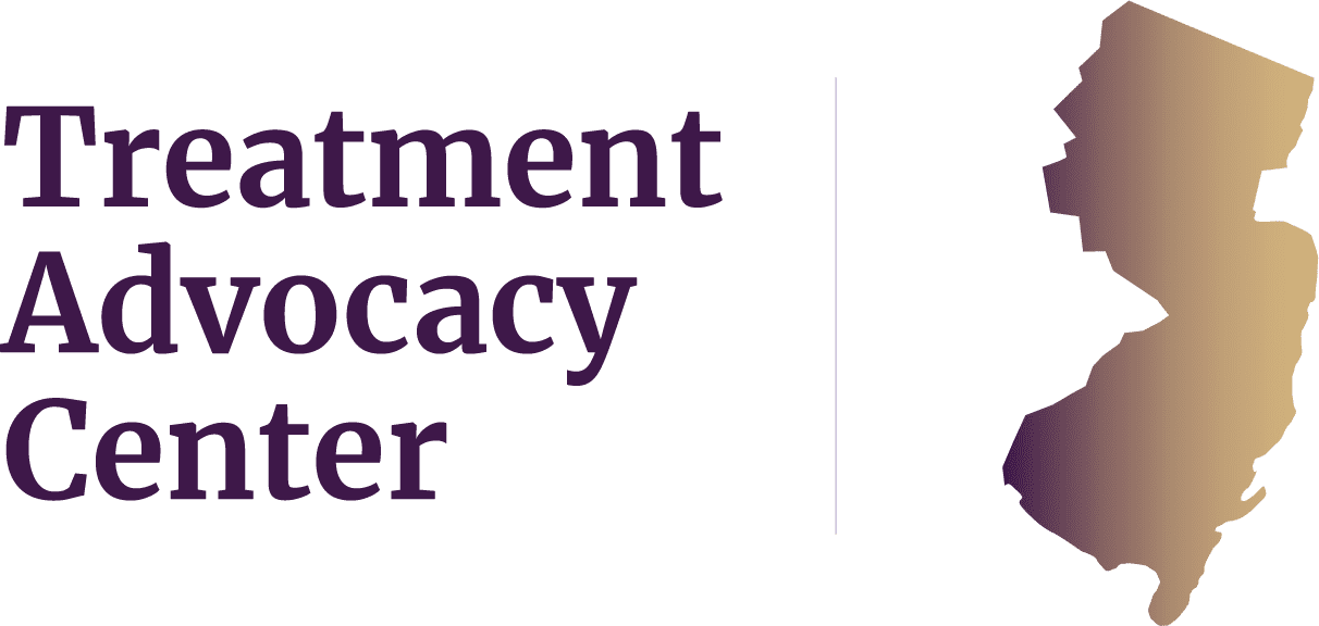 State of New Jersey next to Treatment Advocacy Center text, symbolizing local severe mental illness data, laws, and resources