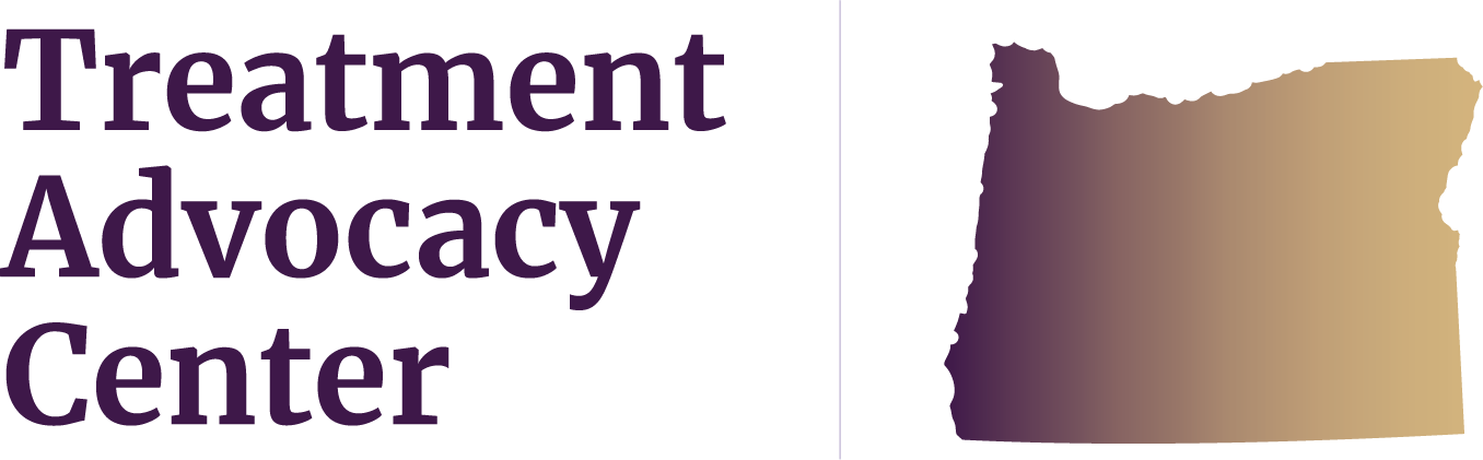 State of Oregon next to Treatment Advocacy Center text, symbolizing local severe mental illness data, laws, and resources