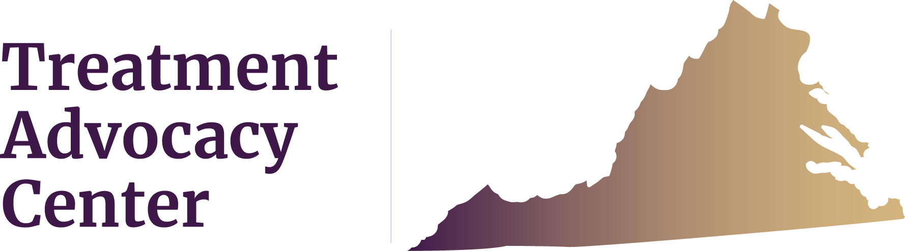 State of Virginia next to Treatment Advocacy Center text, symbolizing local severe mental illness data, laws, and resources