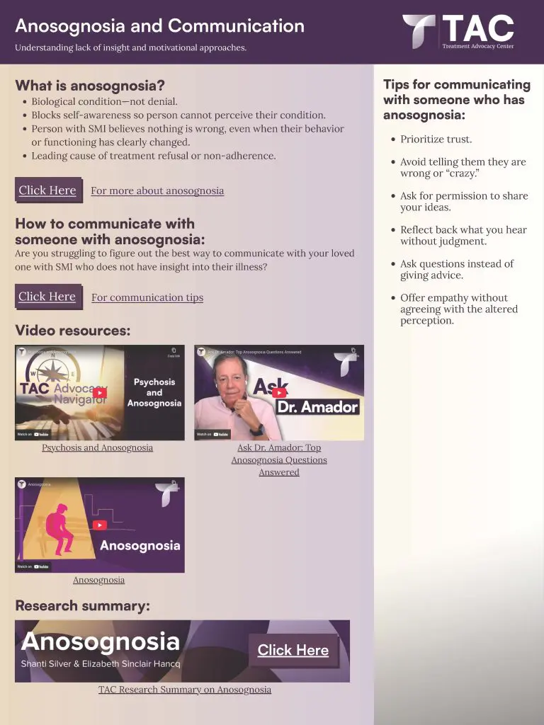 Image of TAC's Anosognosia One-page pdf