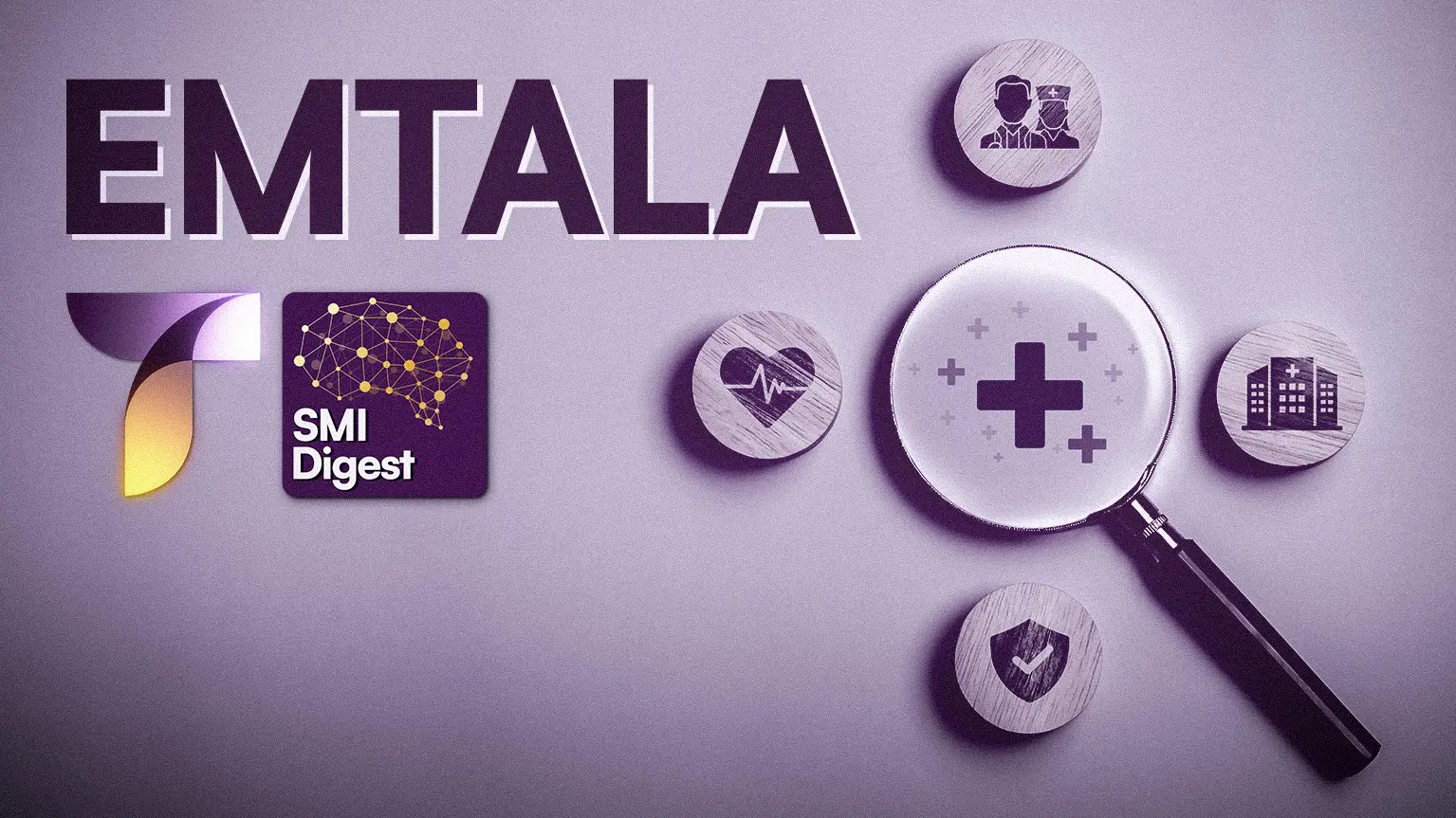 A magnifying glass over symbols of healthcare symbolizing the federal law EMTALA.