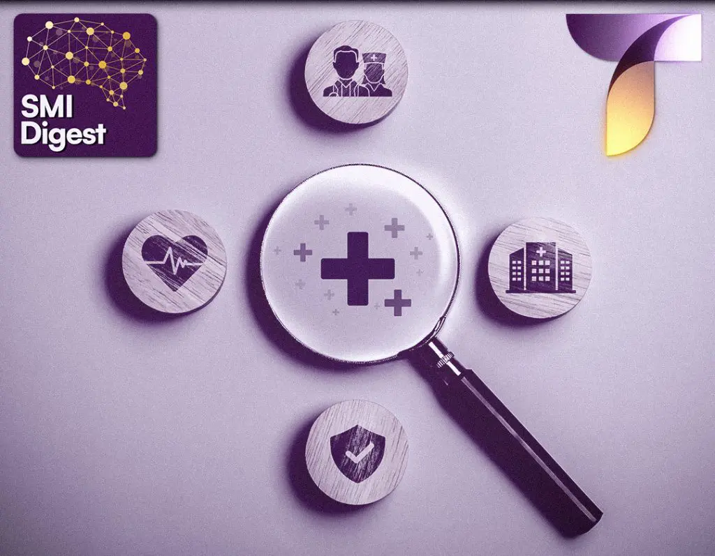 A magnifying glass over symbols of healthcare symbolizing the federal law EMTALA.