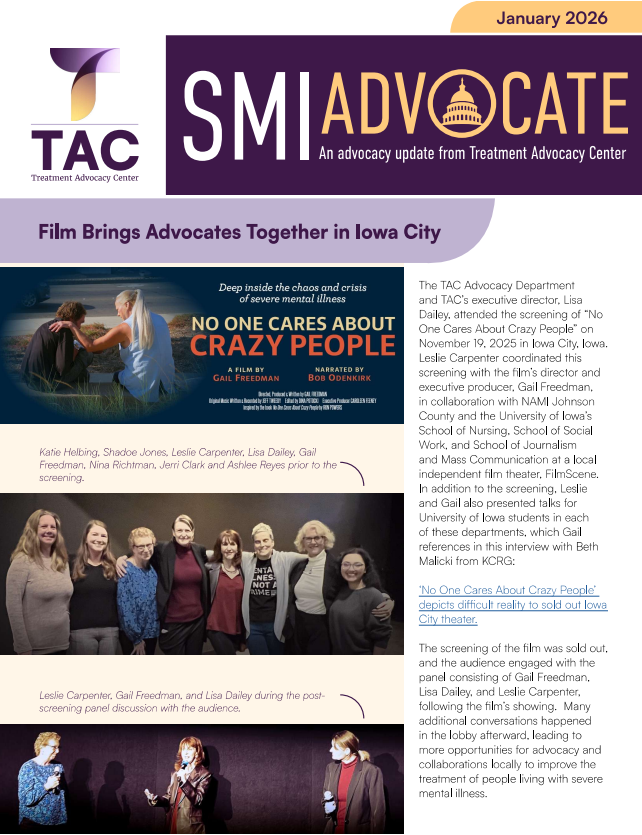 A screenshot of the first page of the January 2026 SMI Advocate